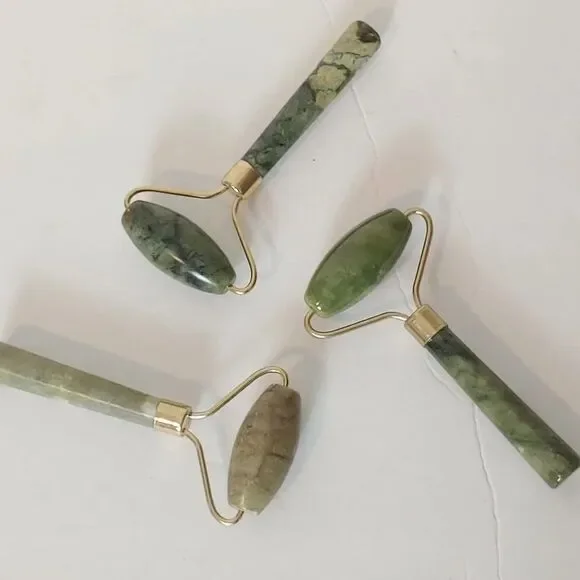 NWT Jade Facial Skincare Eye Face Roller Massage Tool Natural Stone - Picture 7 of 13